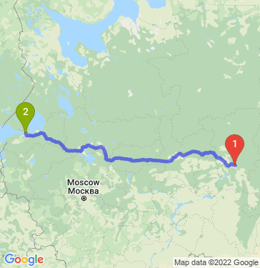 Маршрут из Перми в Санкт-Петербург