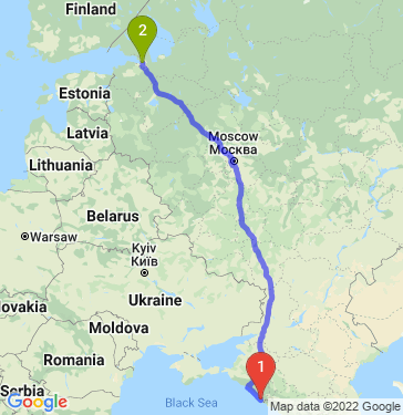 Маршрут из Сочи в Санкт-Петербург