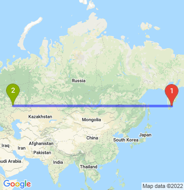 Маршрут из Петропавловска-Камчатского в Сызрань
