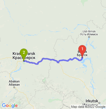 Маршрут из Братска в Красноярск