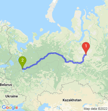 Маршрут из Ноябрьска в Череповец