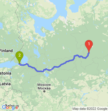Маршрут из Сыктывкара в Санкт-Петербург