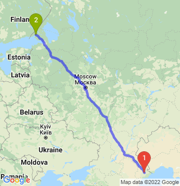 Маршрут из Астрахани в Выборг