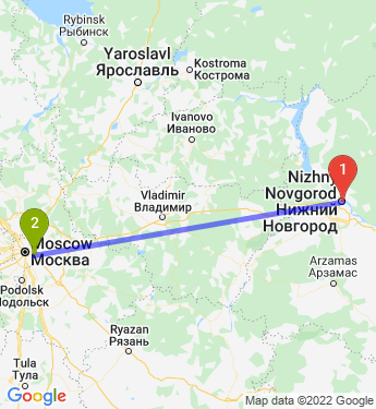 Маршрут из Нижнего Новгорода в Москву