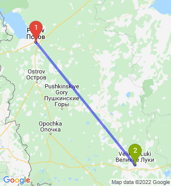 Маршрут из Пскова в Великие Луки