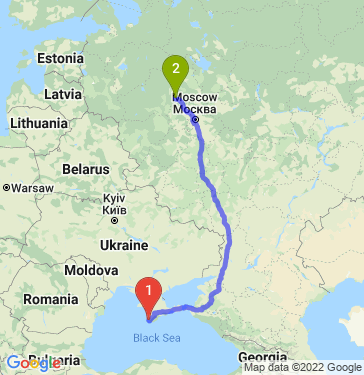 Маршрут из Севастополя в Тверь
