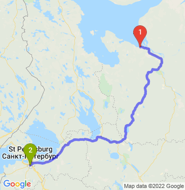Маршрут из Северодвинска в Санкт-Петербург