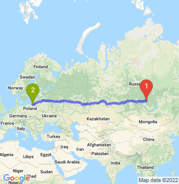 Маршрут из Братска в Калининград