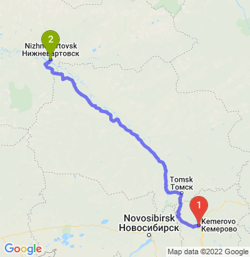 Маршрут из Кемерова в Нижневартовск