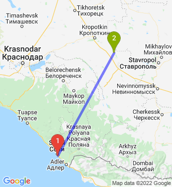 Маршрут из Сочи в Прогресса