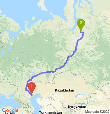 Маршрут из Астрахани в Новый Уренгой