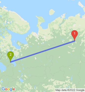 Маршрут из Печоры в Петрозаводск