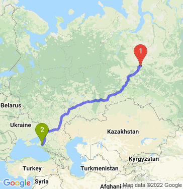 Маршрут из Сургута в Краснодар