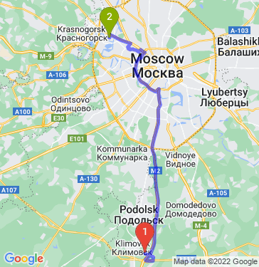 Маршрут из Гривно в Москву