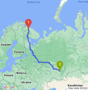 Маршрут из Мурманска в Уфу