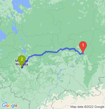 Маршрут из Перми в Москву