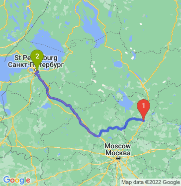 Маршрут из Ярославля в Санкт-Петербург