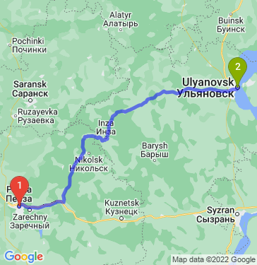 Маршрут из Пензы в Ульяновск