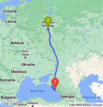 Маршрут из Сочи в Москву