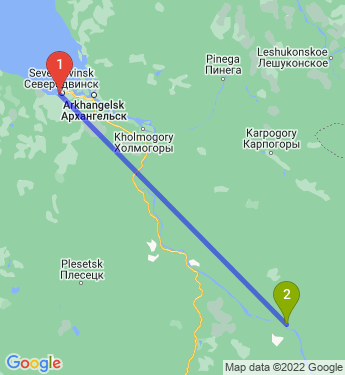 Маршрут из Северодвинска в Сосновый