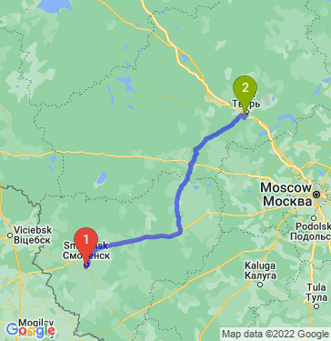 Маршрут из Смоленска в Тверь