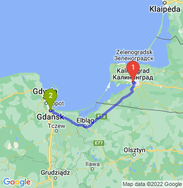 Маршрут из Калининграда в Гданьск