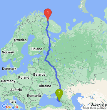 Маршрут из Мурманска в Адлер