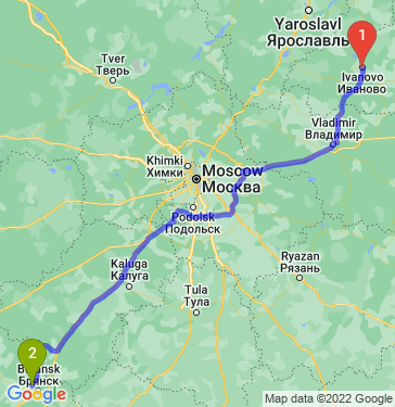 Маршрут из Иванова в Брянск