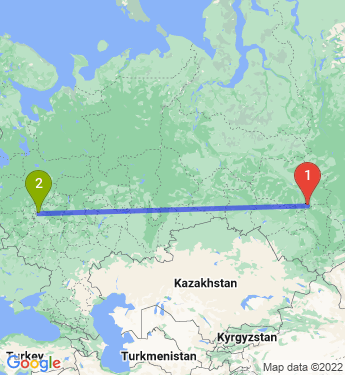 Маршрут из Томска в Москву