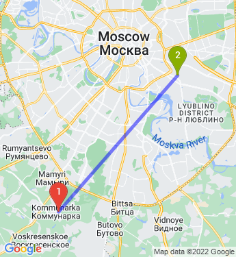 Маршрут из Коммунарки в Москву