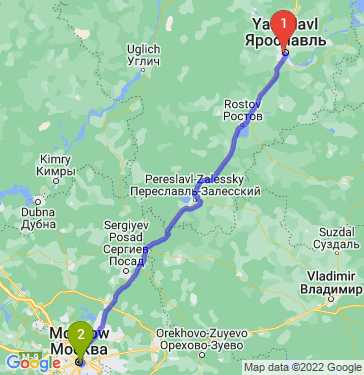 Маршрут из Ярославля в Москву