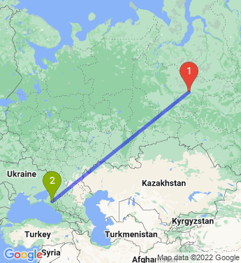 Маршрут из Сургута в Краснодар