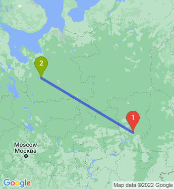 Маршрут из Перми в Плесецк