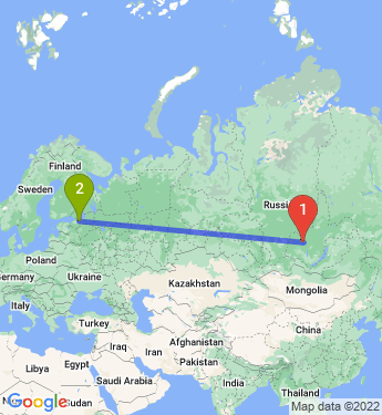 Маршрут из Братска в Санкт-Петербург