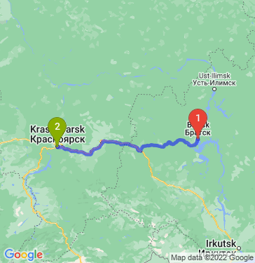 Маршрут из Братска в Красноярск