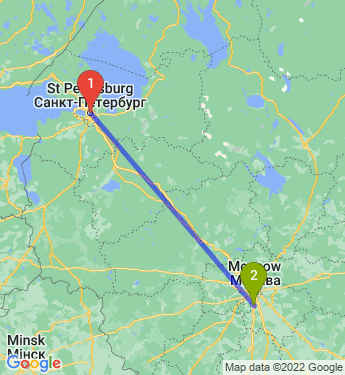 Маршрут из Санкт-Петербурга в Подольск