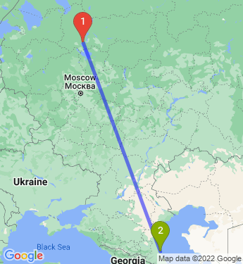 Маршрут из Череповца в Махачкалу