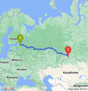 Маршрут из Кургана в Санкт-Петербург