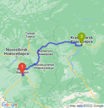 Маршрут из Барнаула в Красноярск