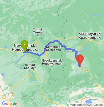 Маршрут из Абакана в Новосибирск