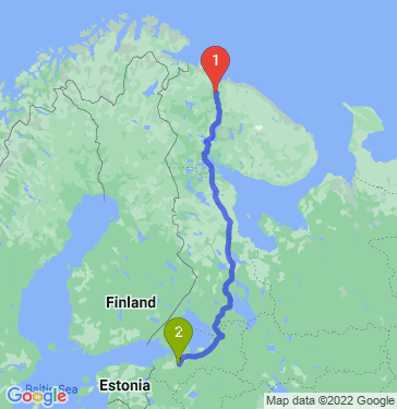 Маршрут из Мурманска в Гатчину