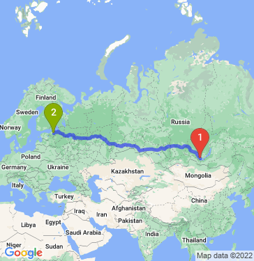 Маршрут из Ангарска в Гатчину