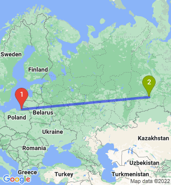 Маршрут из Калининграда в Тюмень