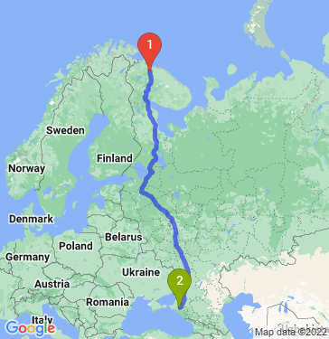 Маршрут из Мурманска в Краснодар