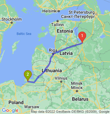 Маршрут из Пскова в Калининград
