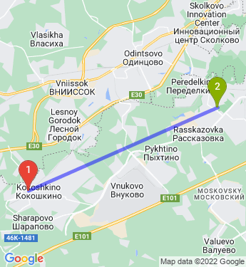Маршрут из Кокошкина в Москву