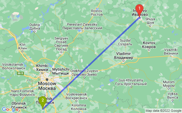 Маршрут из Иванова в Чехова