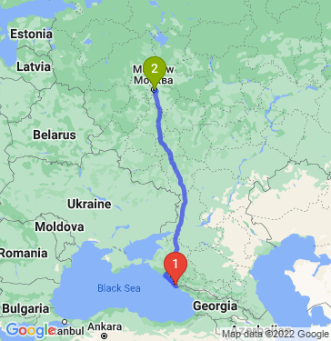 Маршрут из Сочи в Москву