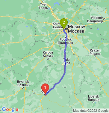 Маршрут из Орла в Москву