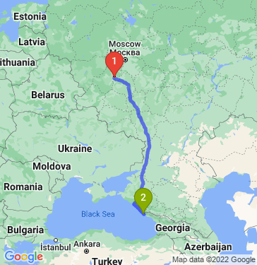 Маршрут из Калуги в Адлер